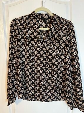 Ann Taylor Factory Black Floral Blouse